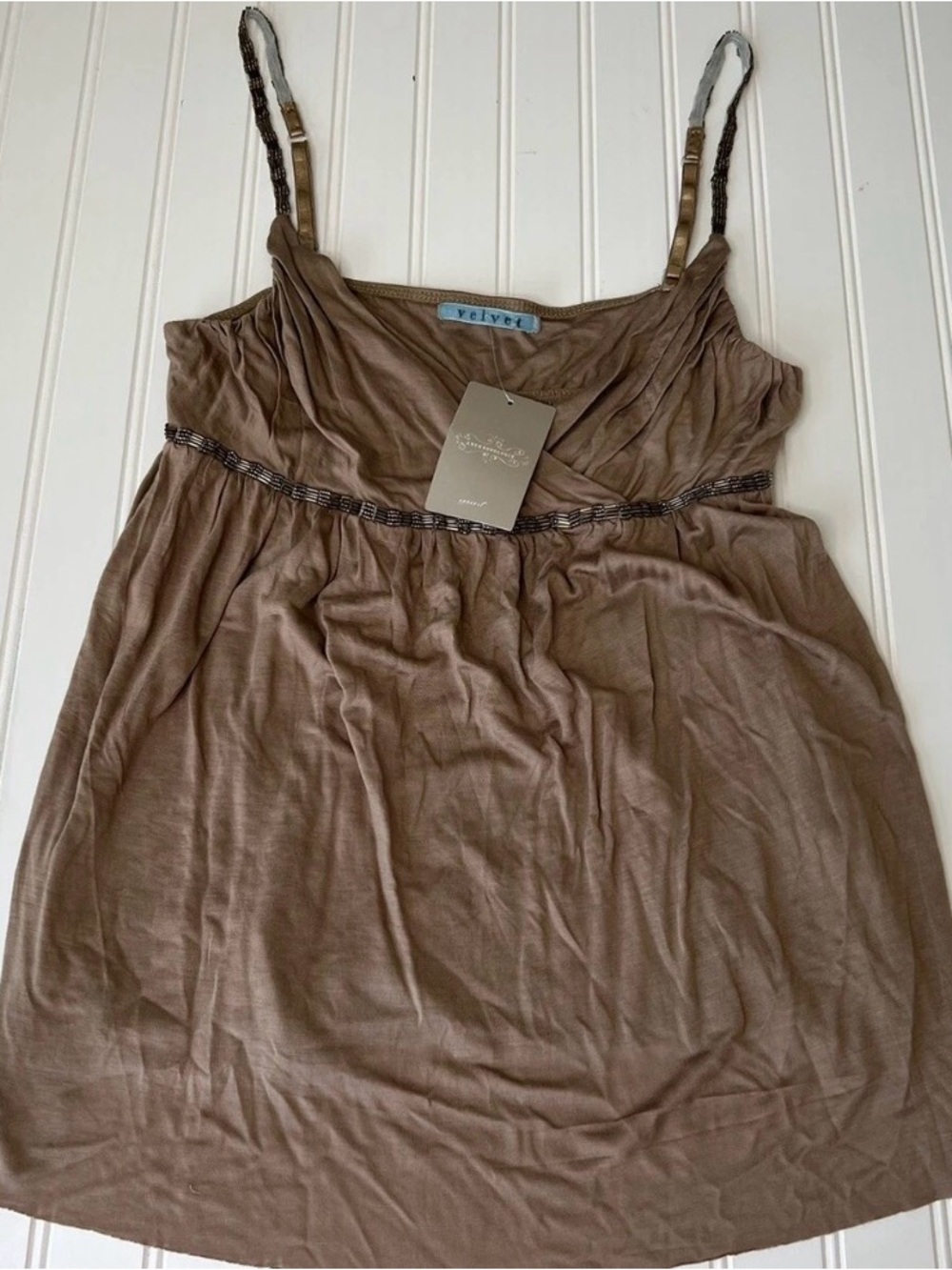 Anthropologie Velvet Cami Tank Top Swing Large Beaded NEW 1090